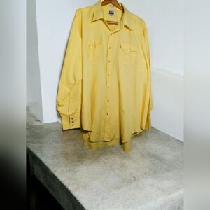 Vintage Ely Cattleman Sz 20 X 37 Tall Man Western Yellow Button-Up Shirt